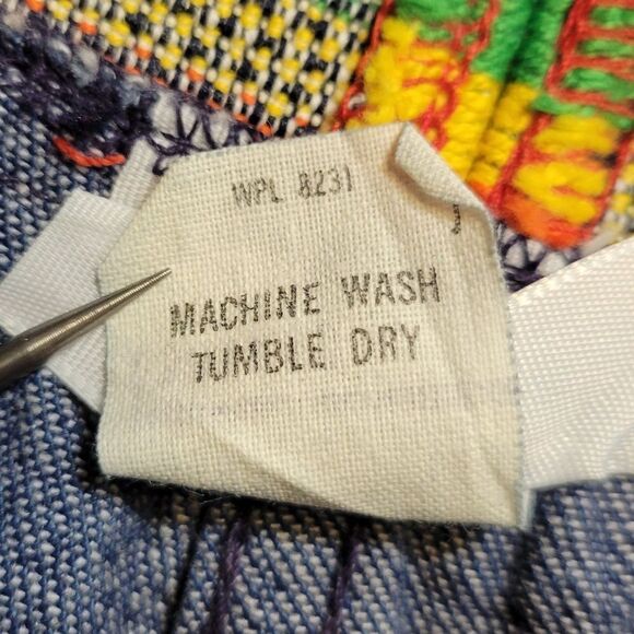 Moddy's Goose 70s 80s Vintage Blue Jean Denim Shorts with Rainbow Waistband - Picture 8 of 12